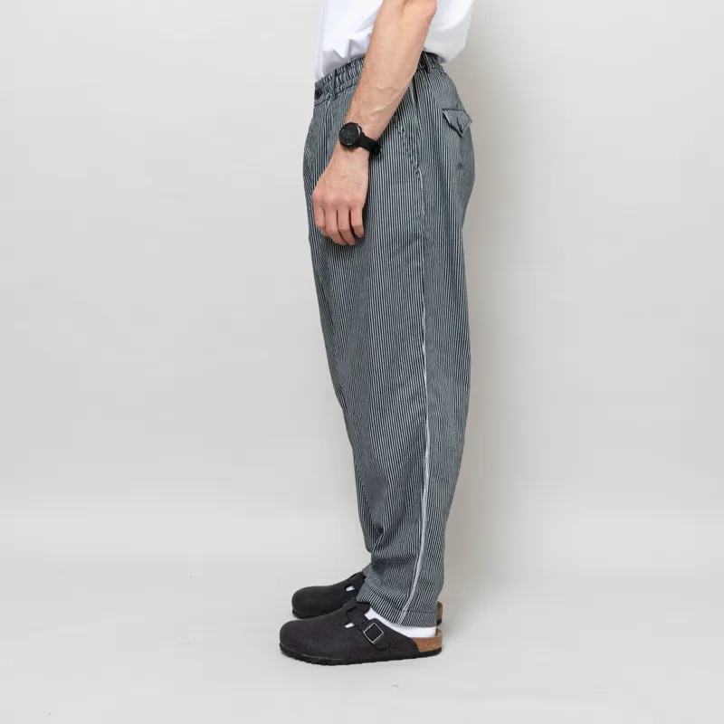 Universal Works Pleated Track Pant Indigo Hickory Stripe Denim-2