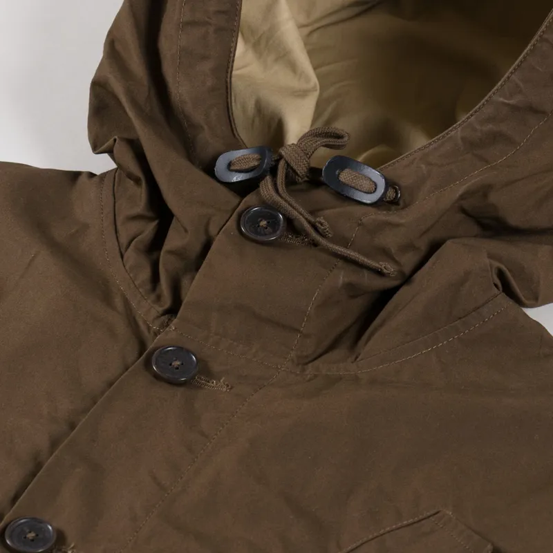 Universal Works Boston Parka Brown British Wax Cotton-5