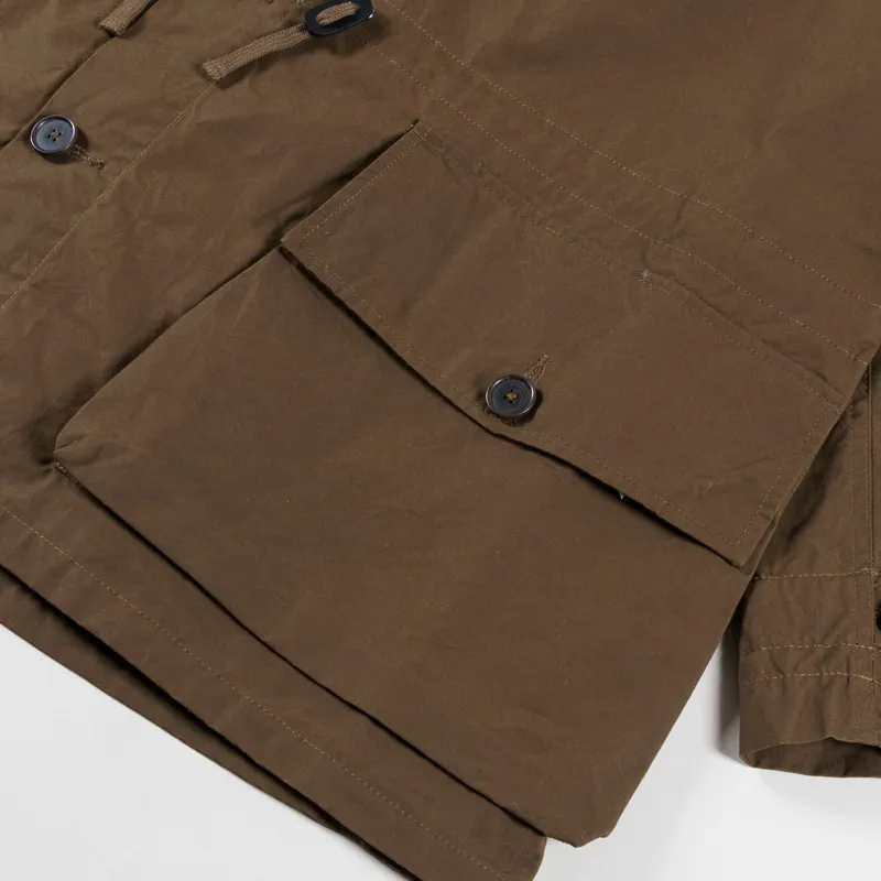 Universal Works Boston Parka Brown British Wax Cotton-8