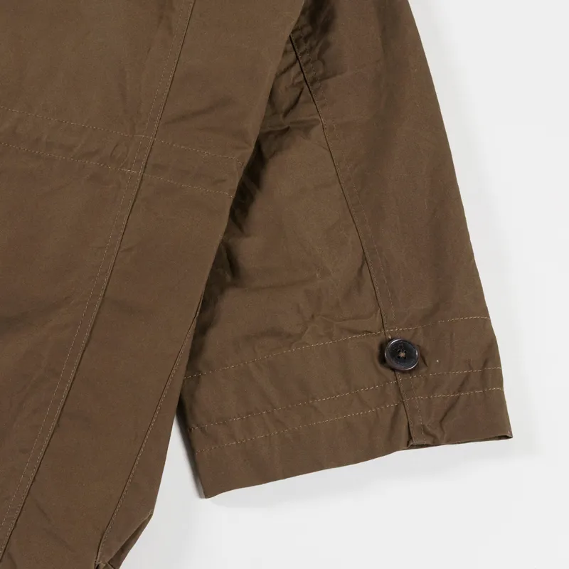 Universal Works Boston Parka Brown British Wax Cotton-13