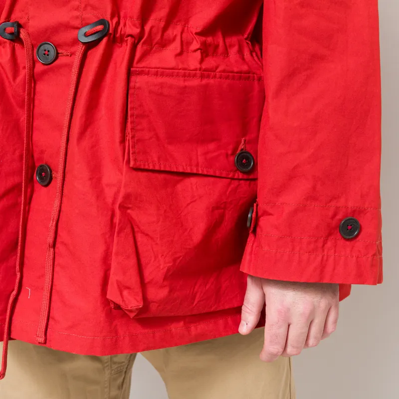 Universal Works Boston Parka Orange British Wax Cotton-11