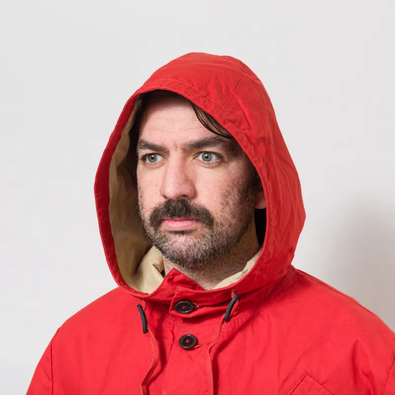 Universal Works Boston Parka Orange British Wax Cotton-5