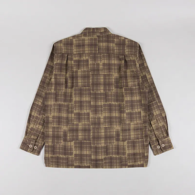 Universal Works Fatigue Shirt Khaki Patch Check Twill-1
