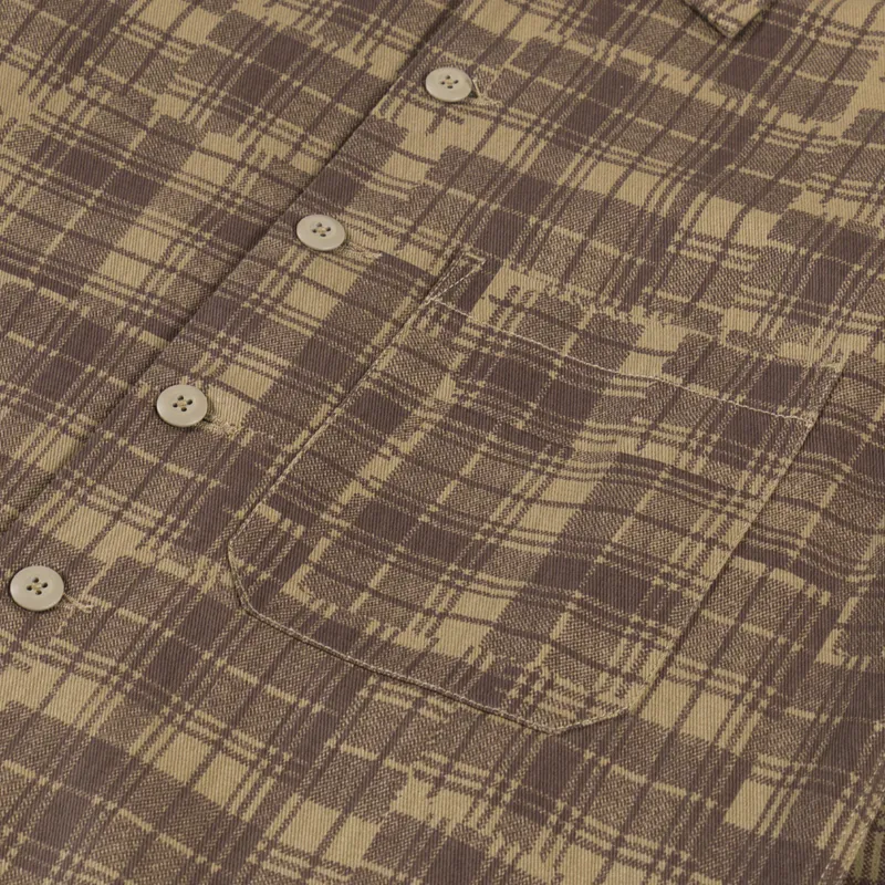 Universal Works Fatigue Shirt Khaki Patch Check Twill-5