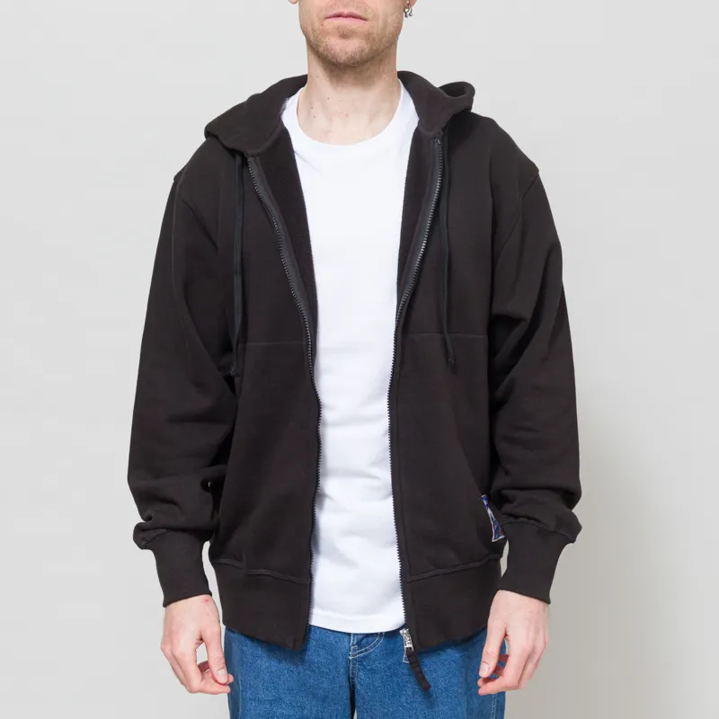 Universal Works New York Hoodie Black Brush Back Sweat-1