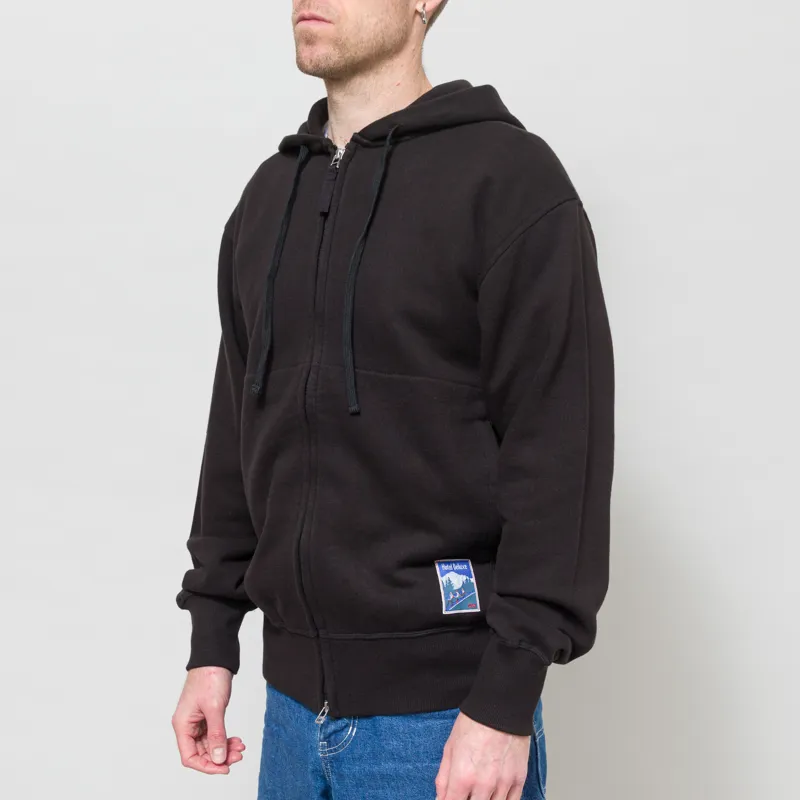 Universal Works New York Hoodie Black Brush Back Sweat-2