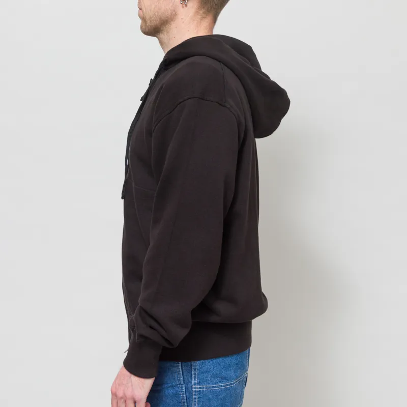 Universal Works New York Hoodie Black Brush Back Sweat-3