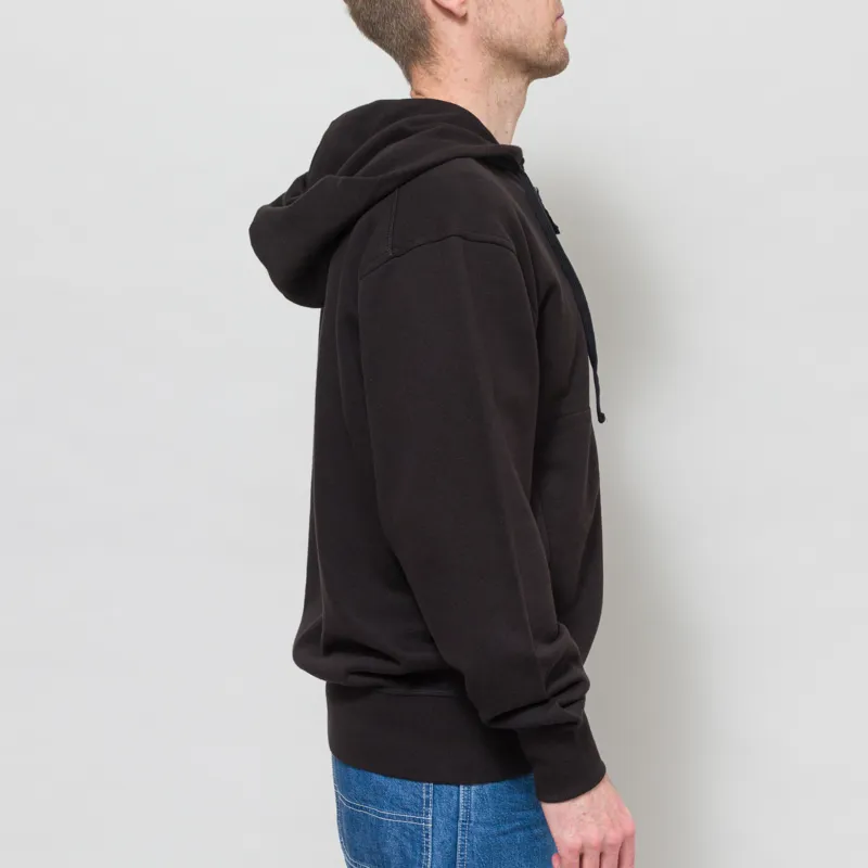 Universal Works New York Hoodie Black Brush Back Sweat-5