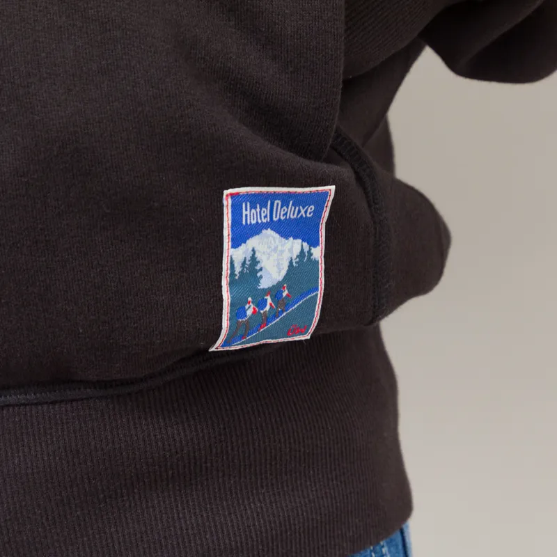 Universal Works New York Hoodie Black Brush Back Sweat-11