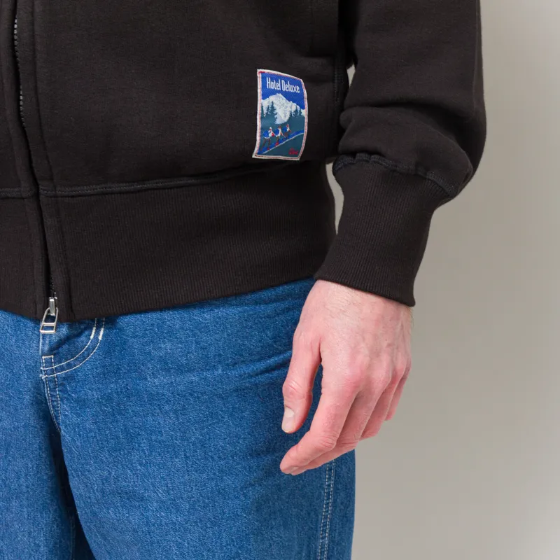 Universal Works New York Hoodie Black Brush Back Sweat-8