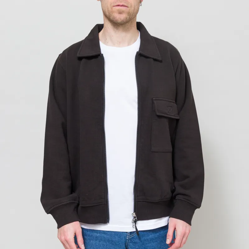 Universal Works Tyler Sweat Jacket Black Brush Back-1