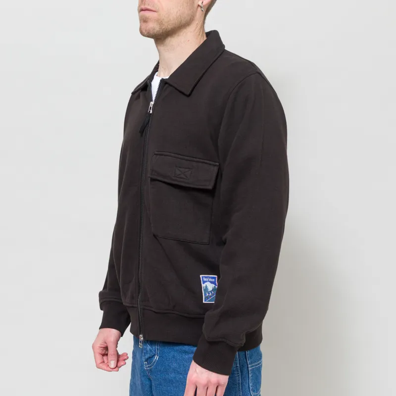 Universal Works Tyler Sweat Jacket Black Brush Back-2