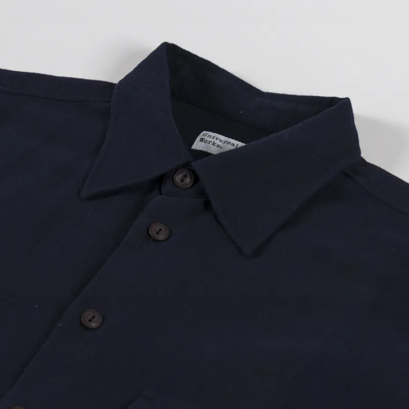 Universal Works CPO Shirt Dark Navy Sid Flannel-4