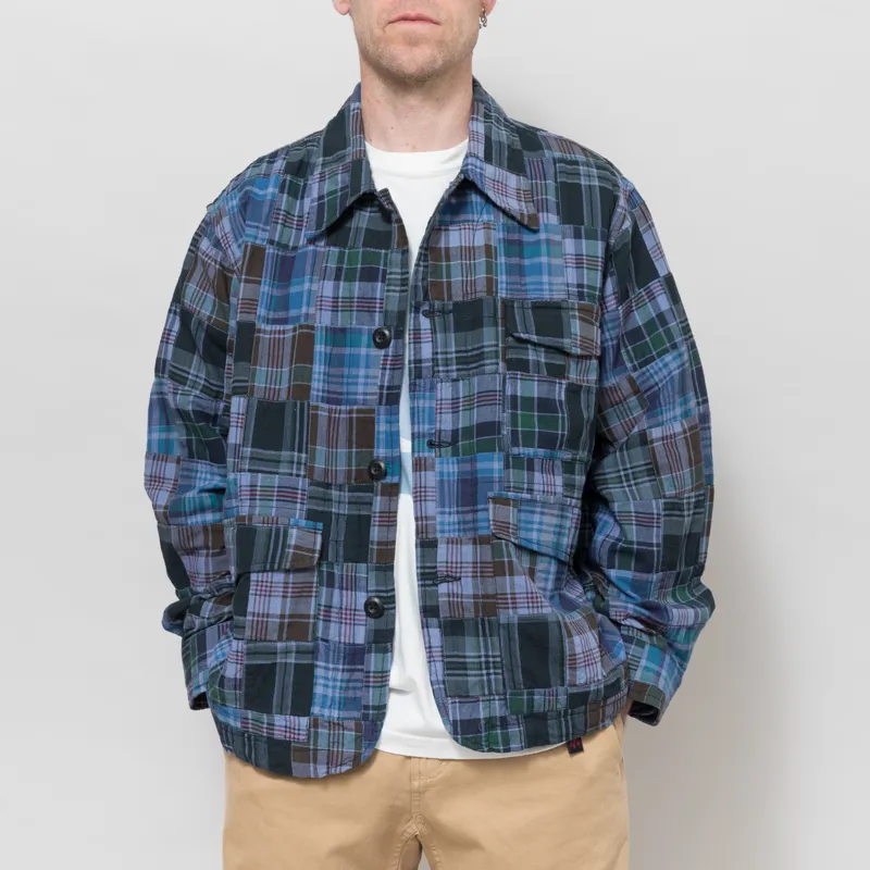 Universal Works Duty Jacket Navy Madras Patchwork