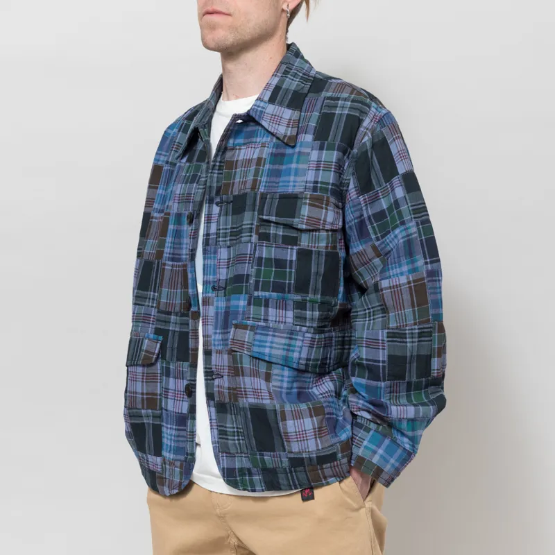 Universal Works Duty Jacket Navy Madras Patchwork-1