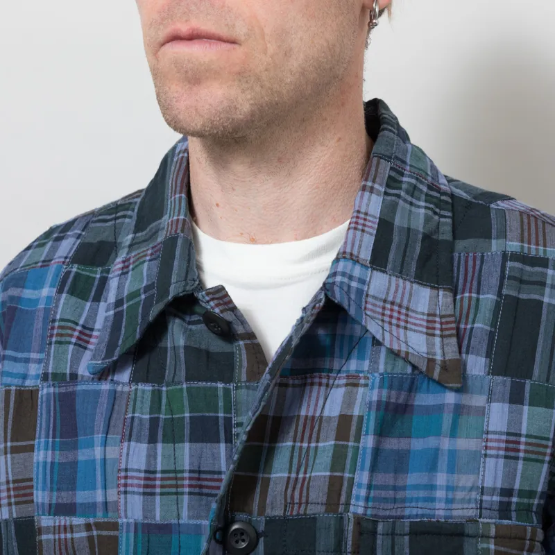 Universal Works Duty Jacket Navy Madras Patchwork-3