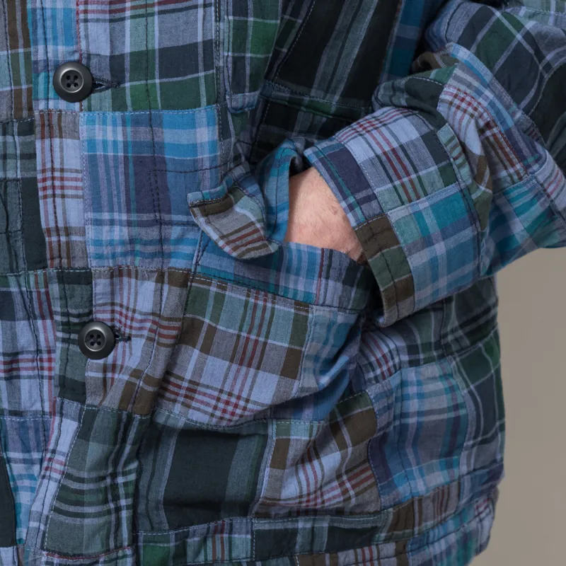 Universal Works Duty Jacket Navy Madras Patchwork-7