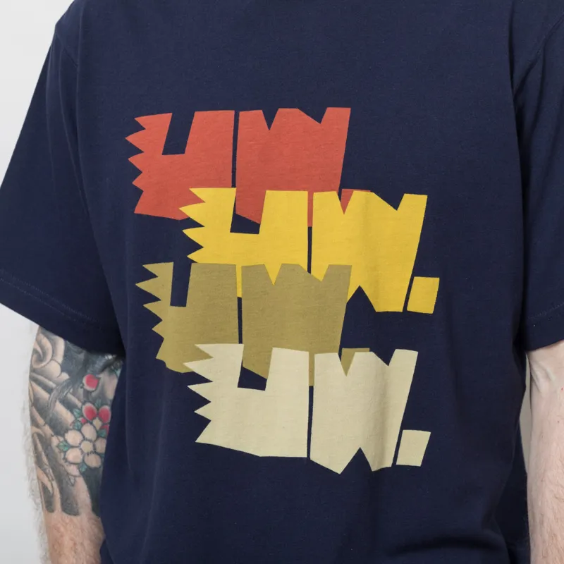 Universal Works Multi UW Print T Shirt Navy-4