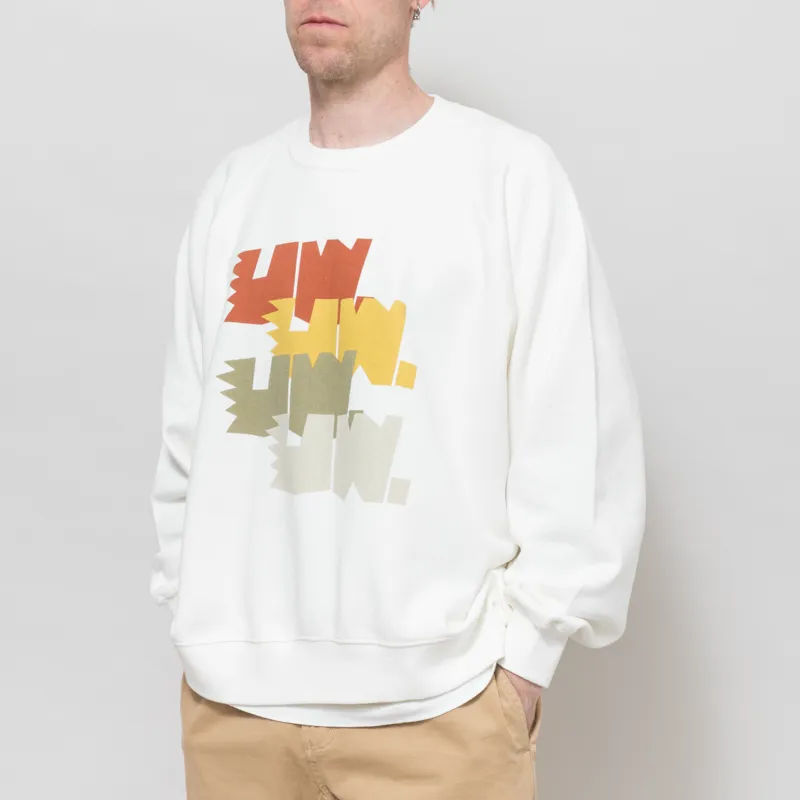 Universal Works Raglan Sweatshirt Ecru Brush Back-1