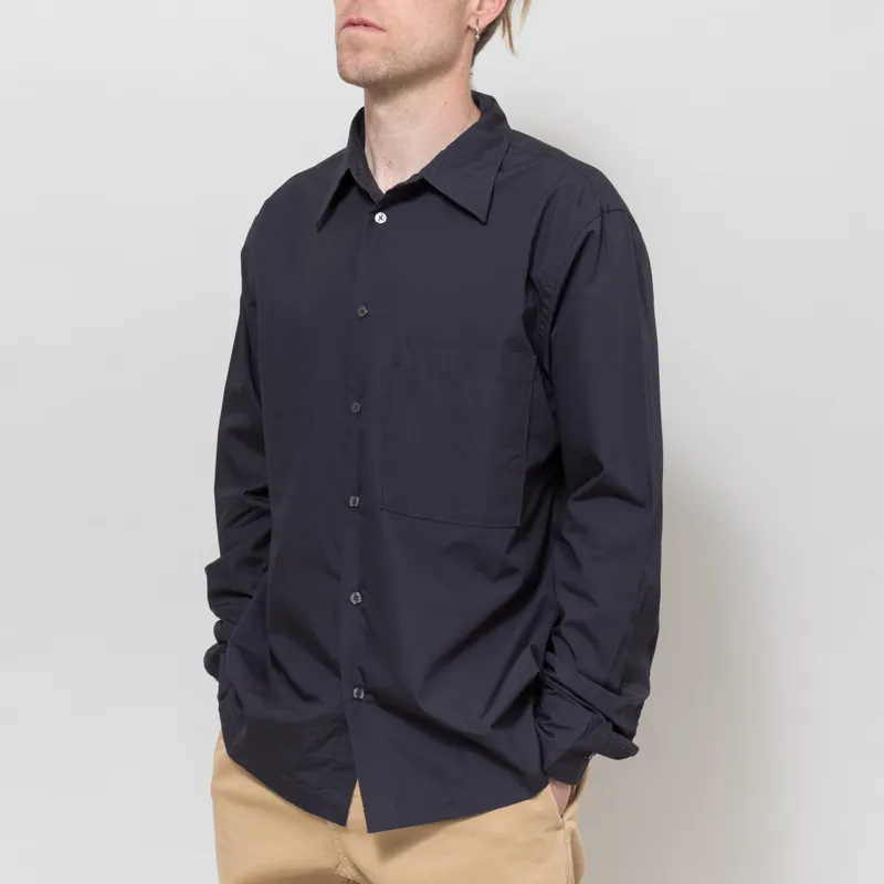 Universal Works Lucky Shirt Navy Broadcloth-1