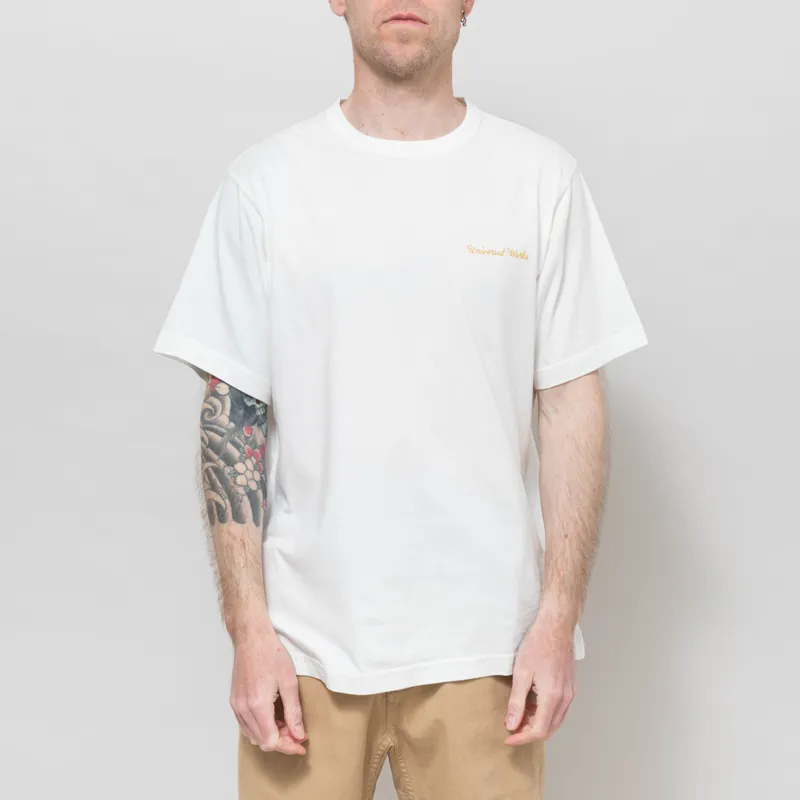 Universal Works Wish You Were Here T Shirt Ecru-2