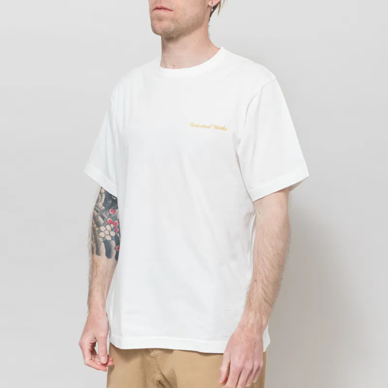 Universal Works Wish You Were Here T Shirt Ecru-1