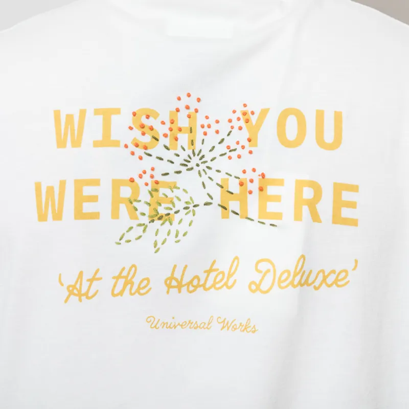 Universal Works Wish You Were Here T Shirt Ecru-4