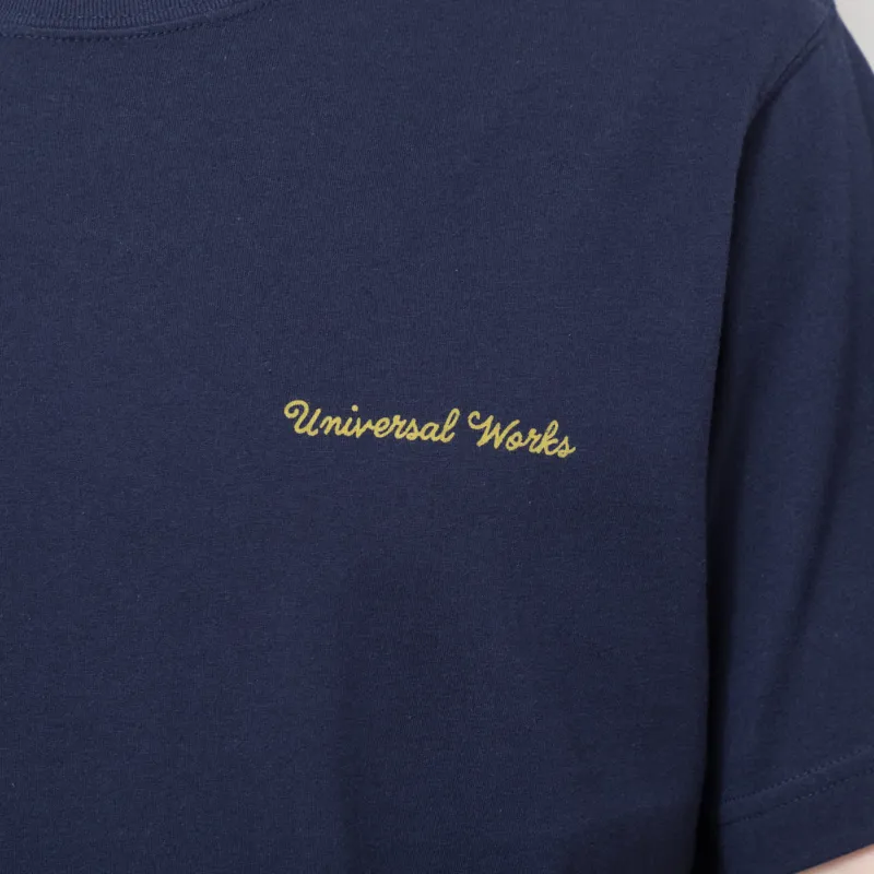 Universal Works Wish You Were Here T Shirt Navy-5