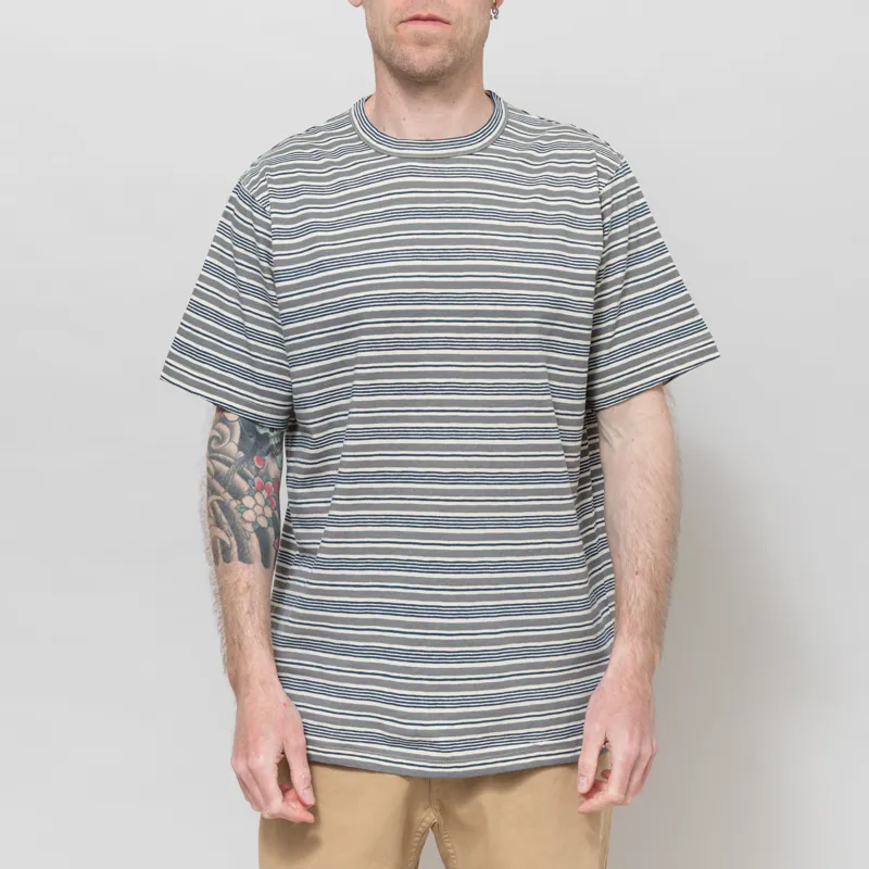 Universal Works Core T Shirt Grey Stripe Jersey