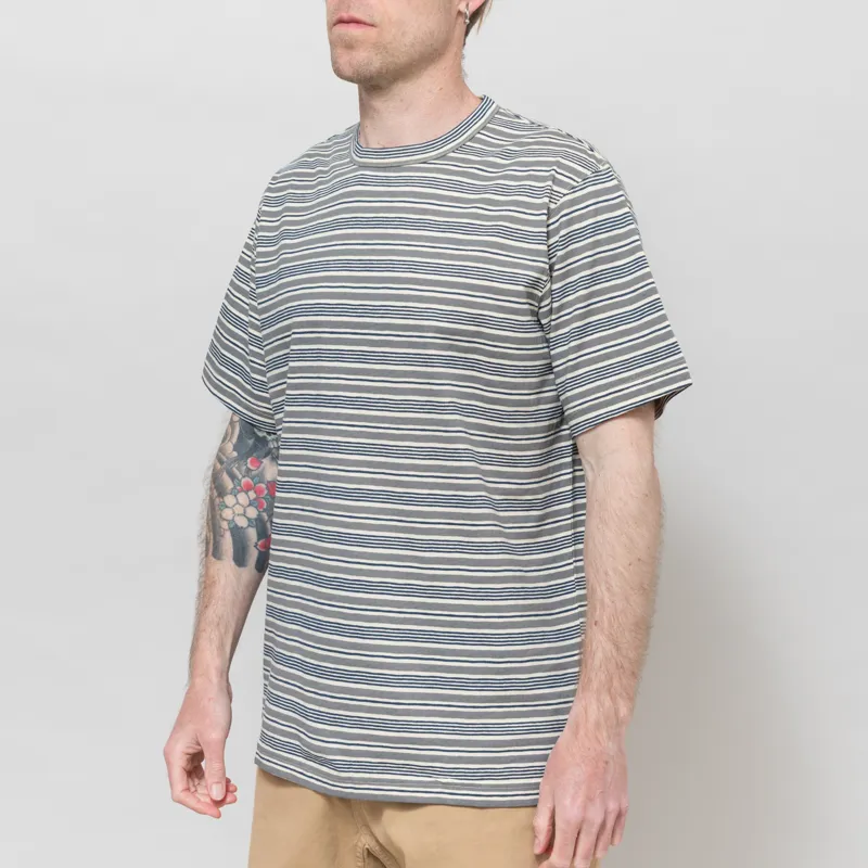 Universal Works Core T Shirt Grey Stripe Jersey-1