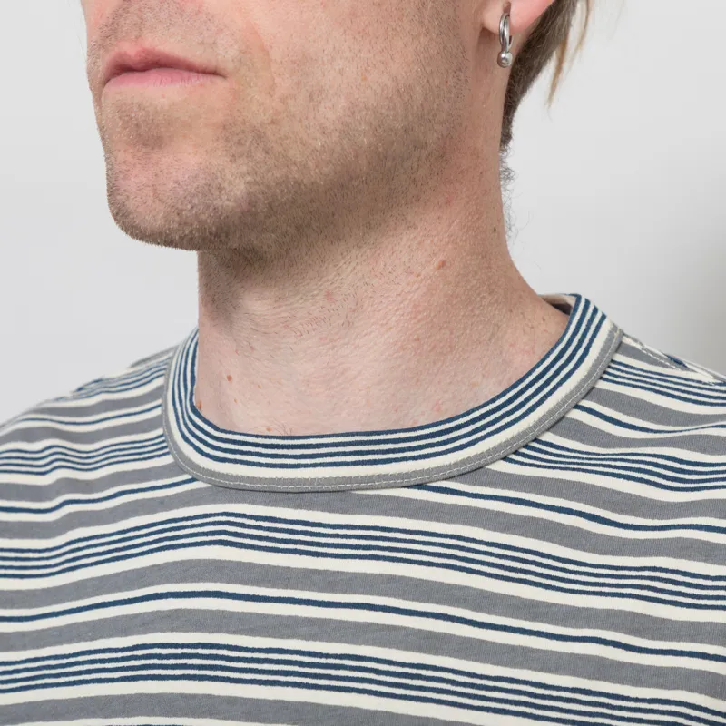 Universal Works Core T Shirt Grey Stripe Jersey-3