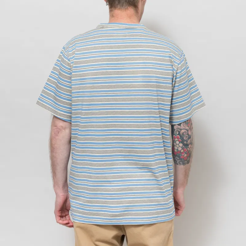 Universal Works Core T Shirt Pale Blue Stripe Jersey-2