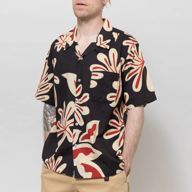 Universal Works Road Shirt Black Baja Print