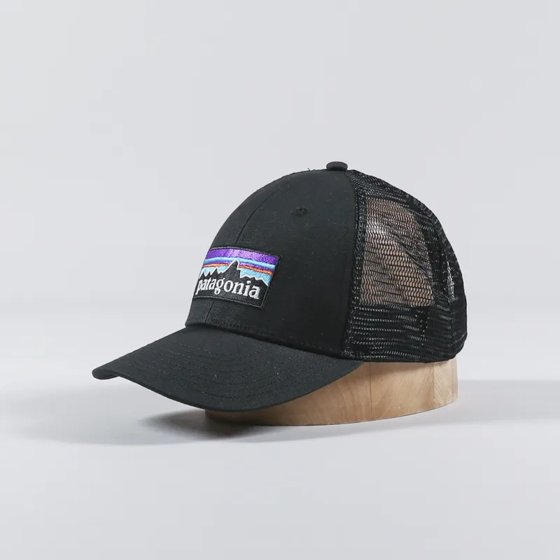 Patagonia Mens Organic P-6 Logo LoPro Trucker Hat Black Cap