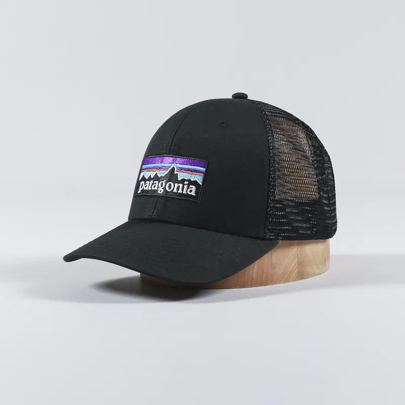 Patagonia Mens Organic P-6 Logo Trucker Hat Black Cap