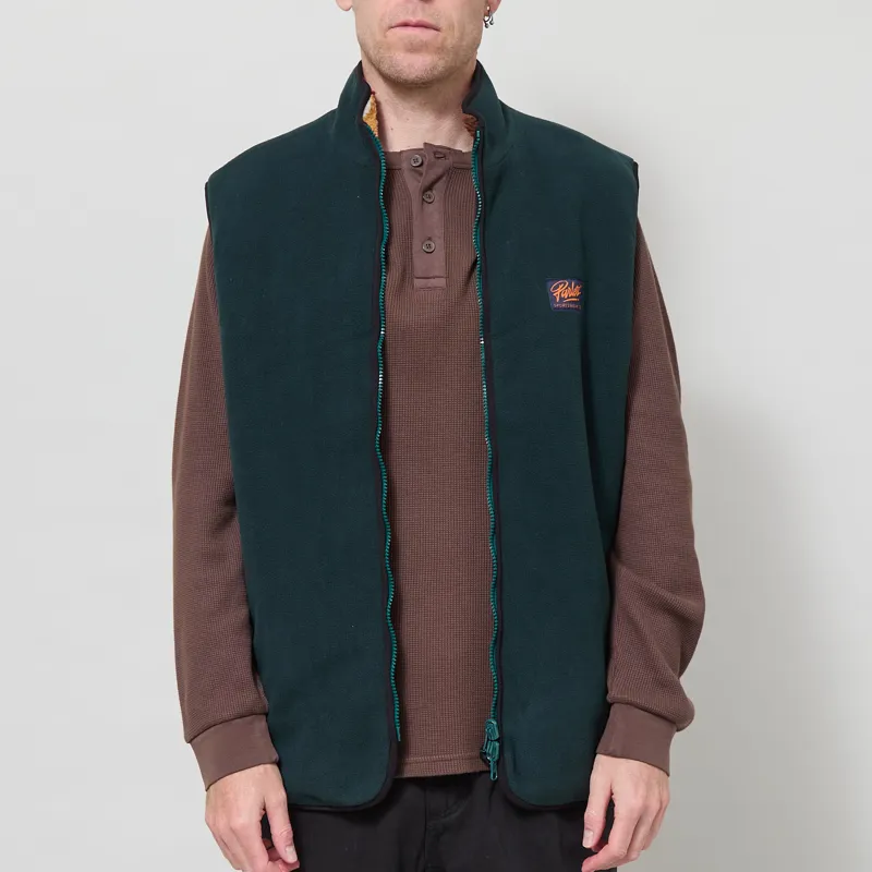 Parlez Duality Reversible Fleece Gilet Deep Green-1