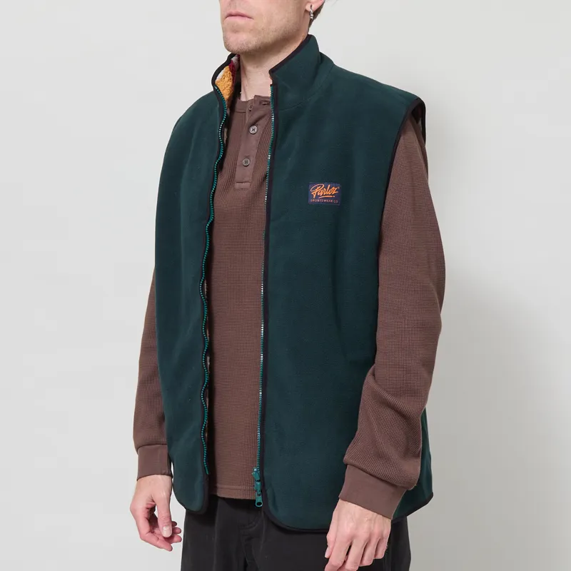 Parlez Duality Reversible Fleece Gilet Deep Green-3