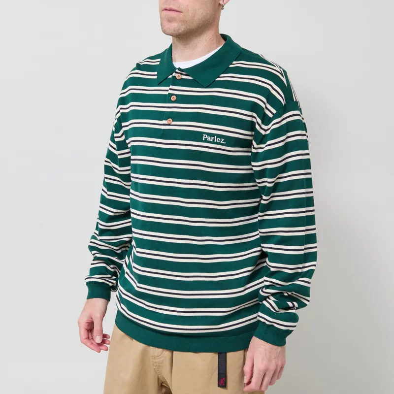 Parlez Crossfield Long Sleeve Polo Knit Deep Green-1