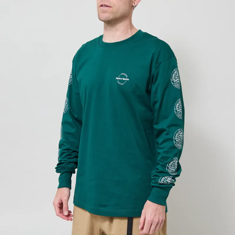 Parlez Haldane Long Sleeve T Shirt Deep Green-1