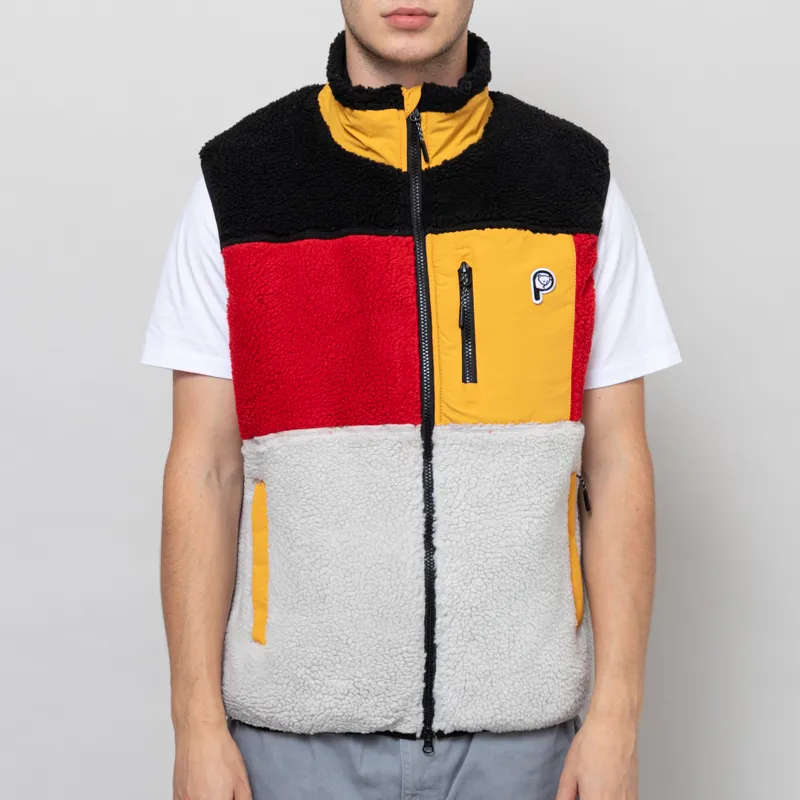 Penfield P Bear Colour Block Borg Gilet Silver Birch