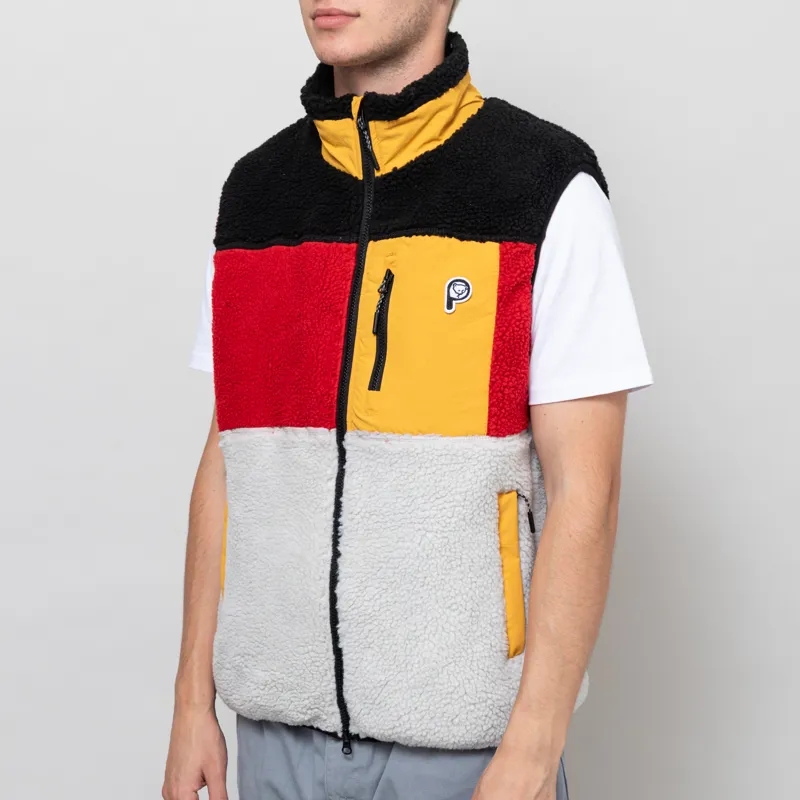 Penfield P Bear Colour Block Borg Gilet Silver Birch-2