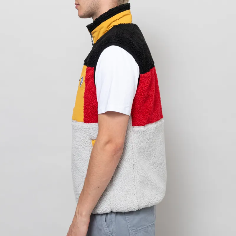 Penfield P Bear Colour Block Borg Gilet Silver Birch-3