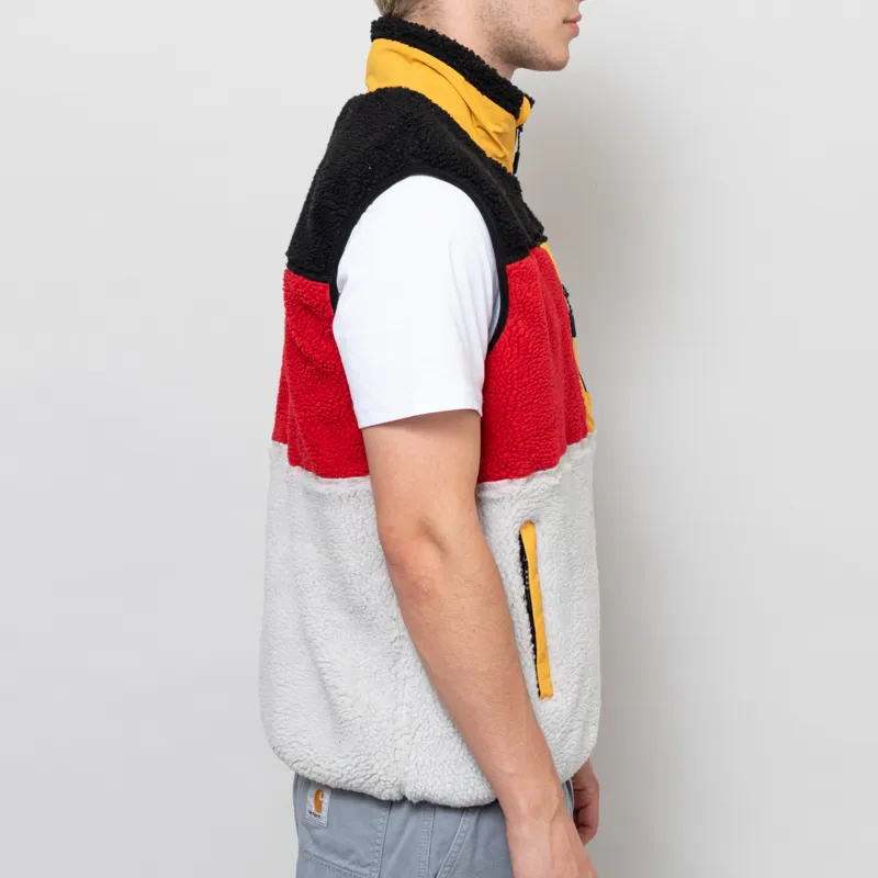 Penfield P Bear Colour Block Borg Gilet Silver Birch-5