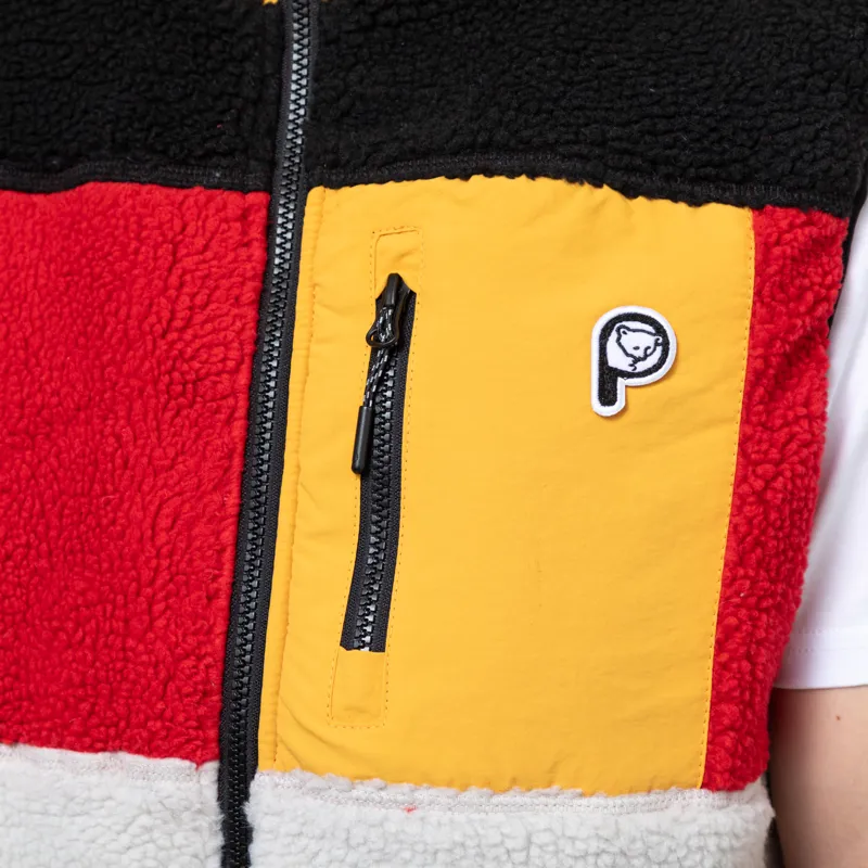 Penfield P Bear Colour Block Borg Gilet Silver Birch-7