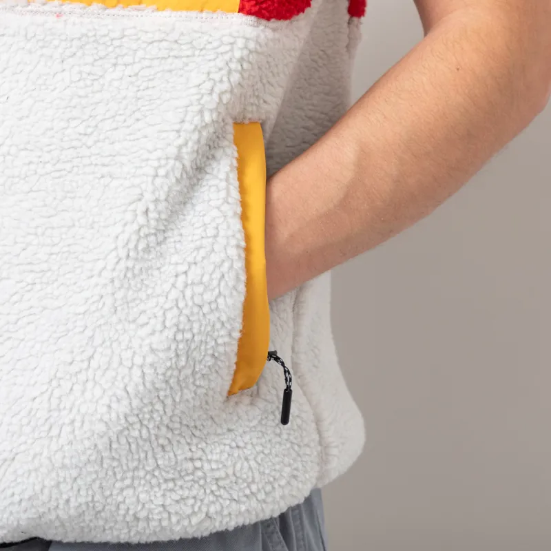 Penfield P Bear Colour Block Borg Gilet Silver Birch-9