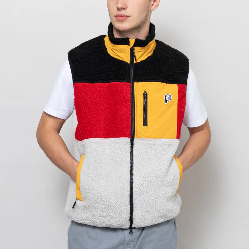 Penfield P Bear Colour Block Borg Gilet Silver Birch-1