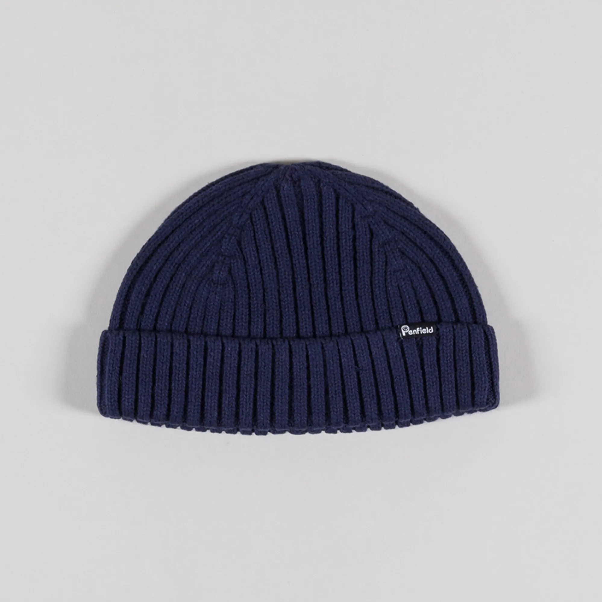 Penfield Mens Ribbed Fisherman Beanie Hat Navy Blue
