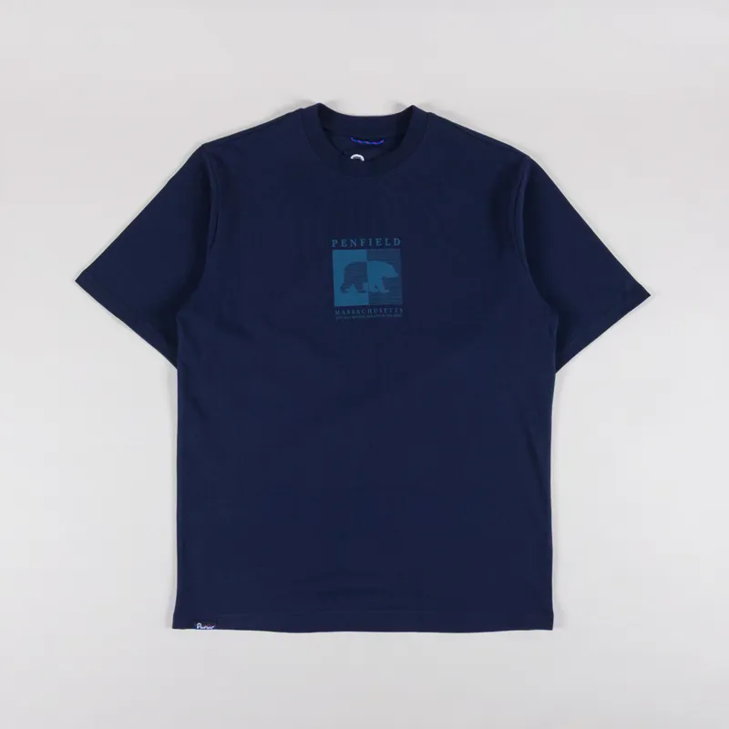 Penfield Contrast Stripe Bear T Shirt Nazy Blazer-1