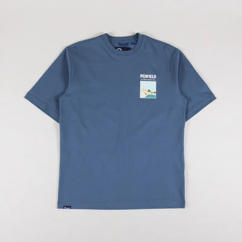 Penfield Block Landscape T Shirt Blue Fusion-1