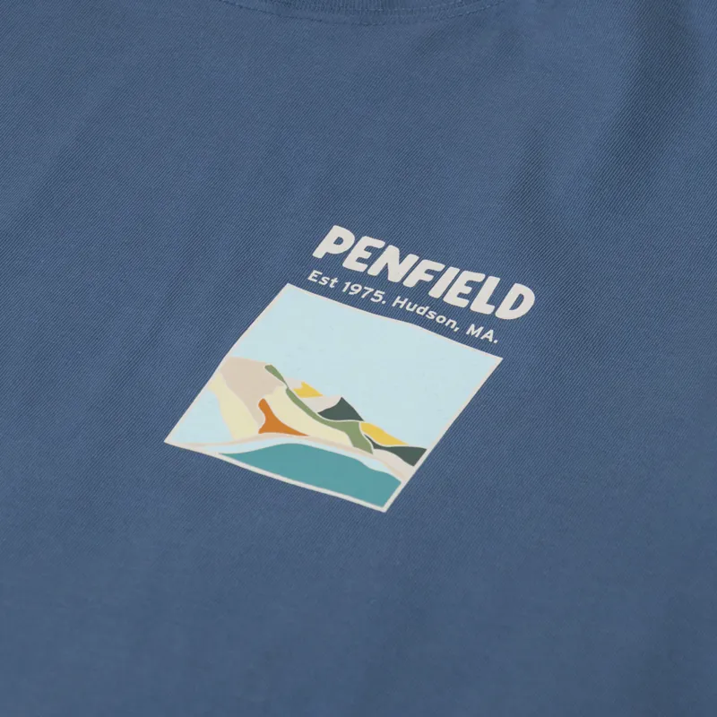 Penfield Block Landscape T Shirt Blue Fusion-5